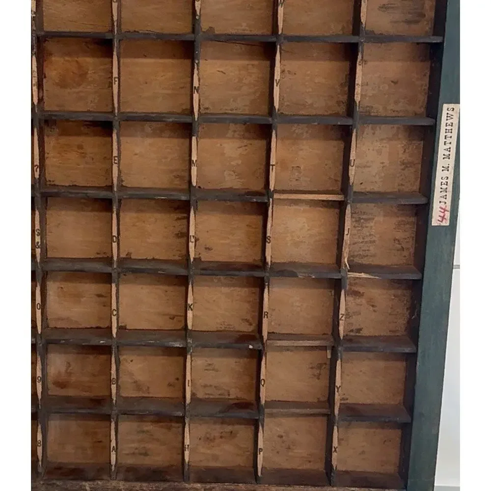 Antique Letterpress Wood Type Drawer Hamilton Helvetica Typography Shadow Box